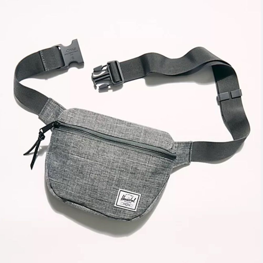 Herschel Fifteen Hip Sack Bag-Raven Crosshatch Gray Fanny Waist Pack